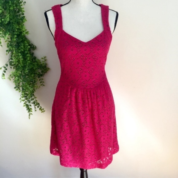 Anthro Deletta Open Back Fit and Flare Pink Dress - Picture 2 of 8